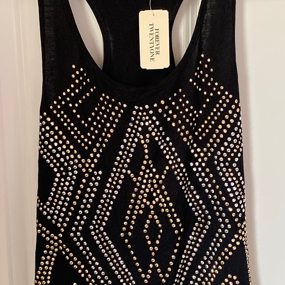 Studded Black Tank Top Racerback Bedazzled Reputation Era Taylor Swift